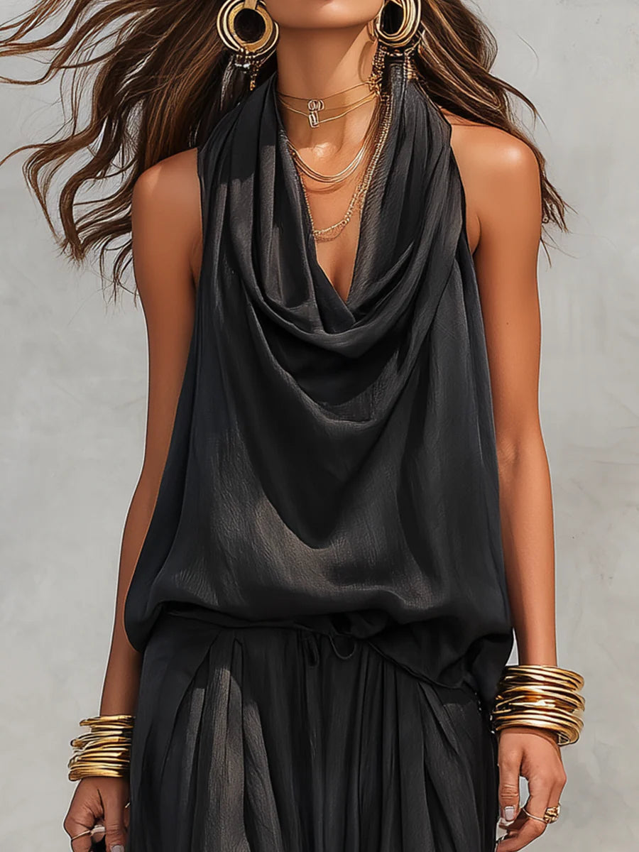 Lisa - Halter Pleated Set