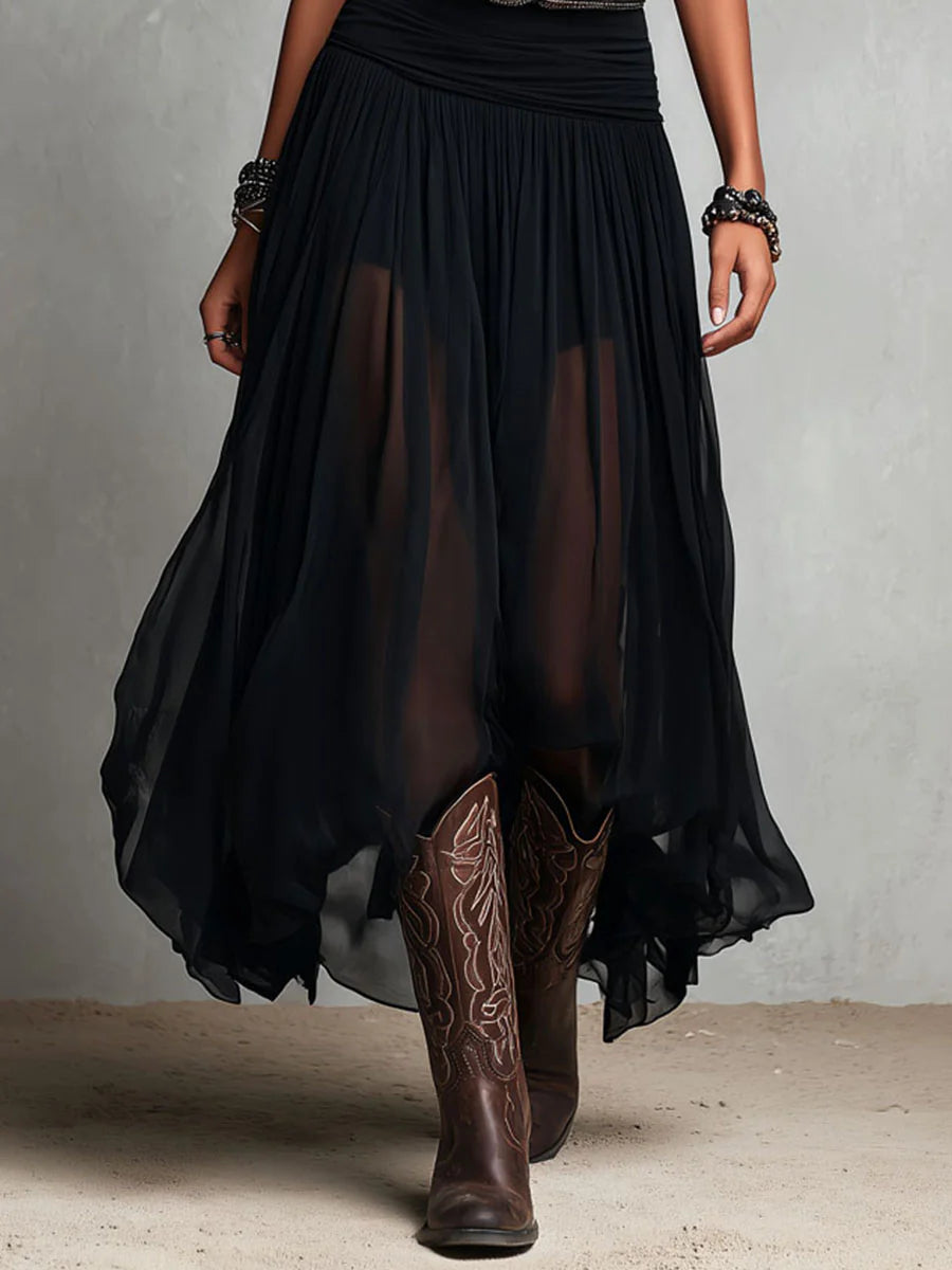 Odette | Elegant Tulle Maxi Dress with Belt