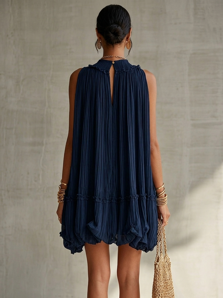 Camilla | Mini chiffon dress with halter neck and balloon skirt