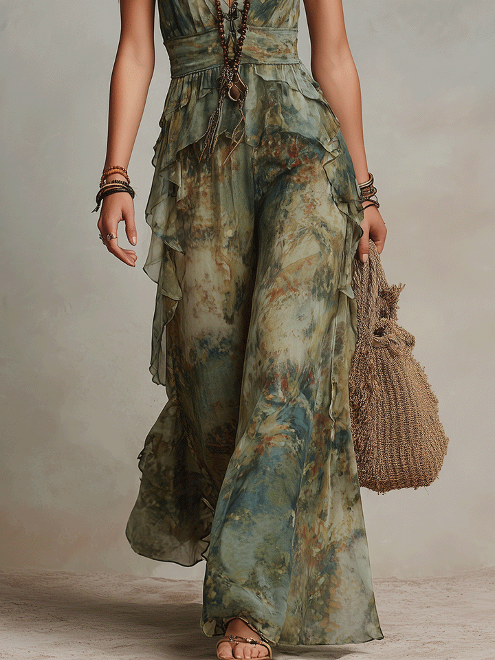 Marielle - Boho Floral Jumpsuit with Ruffles