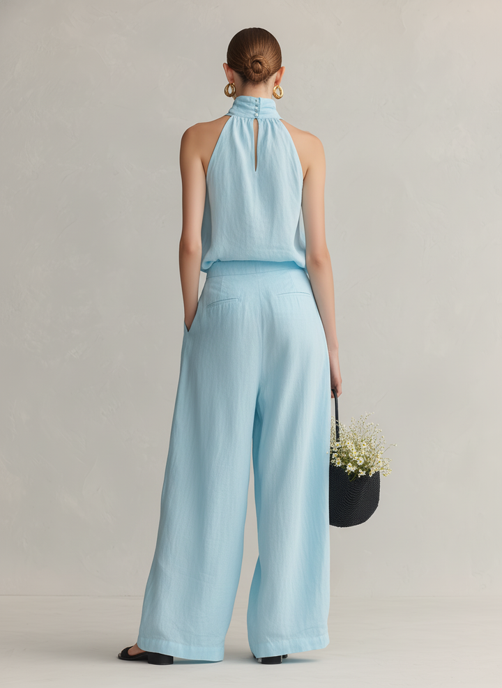 Luce - Elegant Cotton-Linen Set in Light Blue