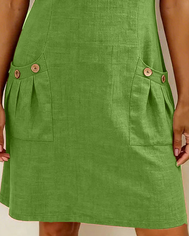 Susan | Cotton Linen Dress with Half-Zip