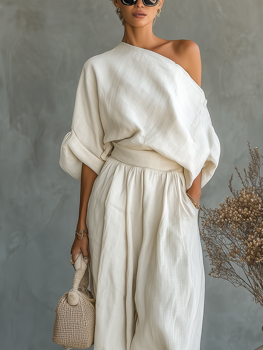 Sofia - Linen Off-Shoulder Set