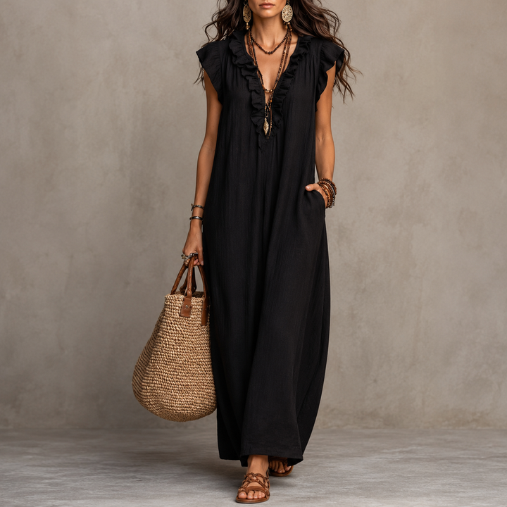 Laura - Boho Ruffle Maxi Dress