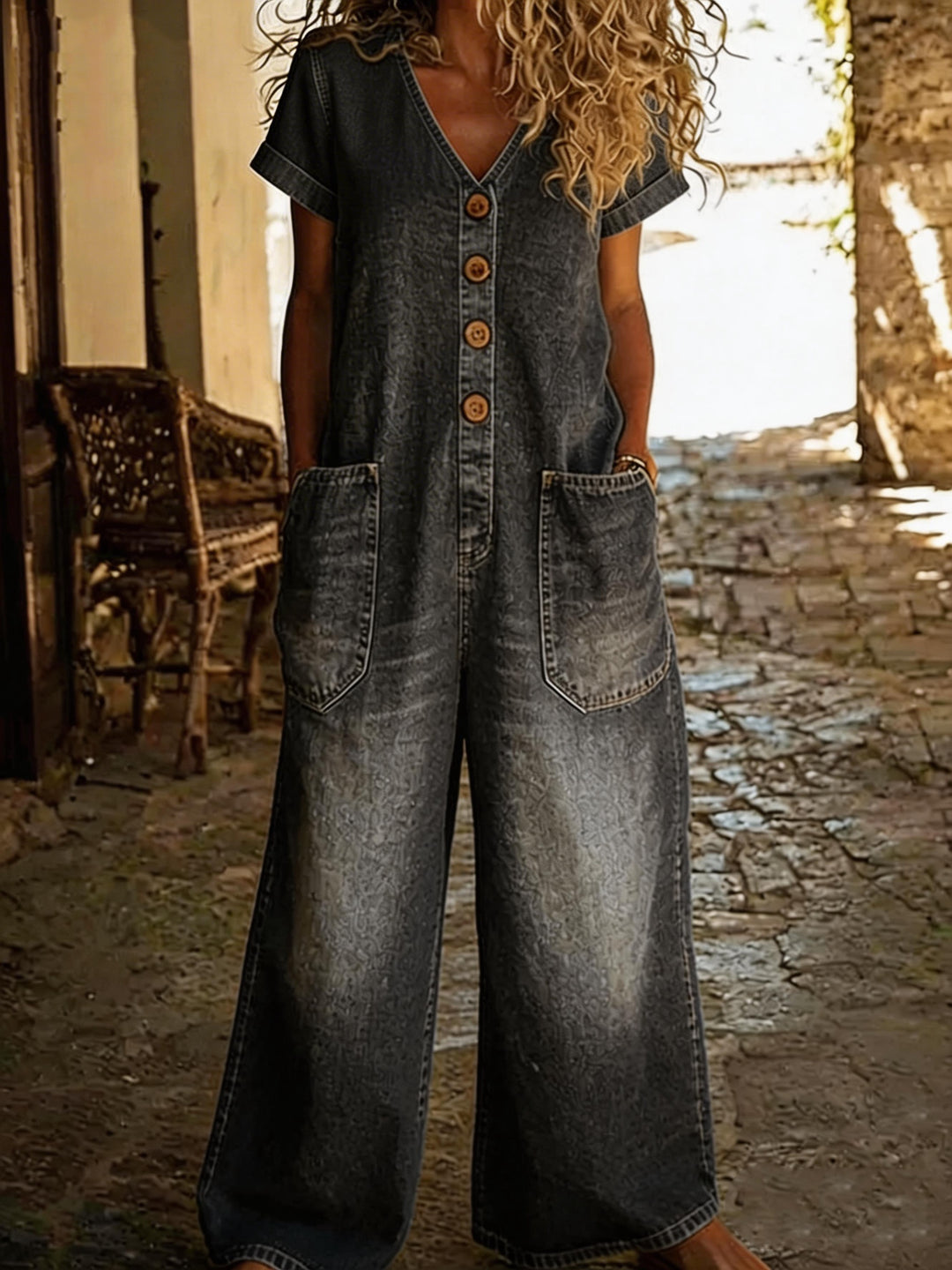 Heidi - Stylish Denim Jumpsuit With Pockets