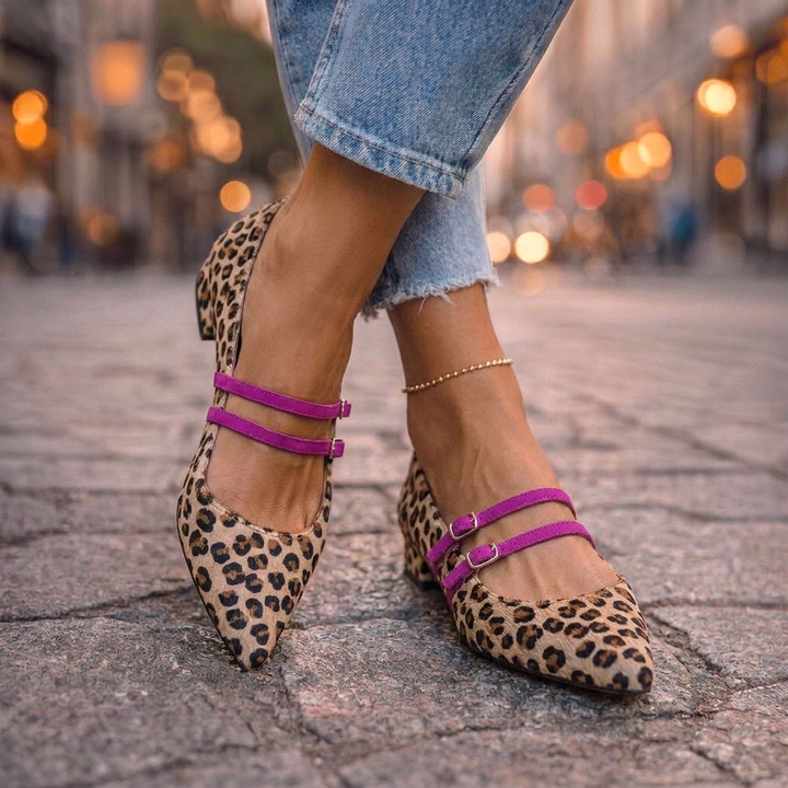Celesta | Pointed Flats with Double Buckles