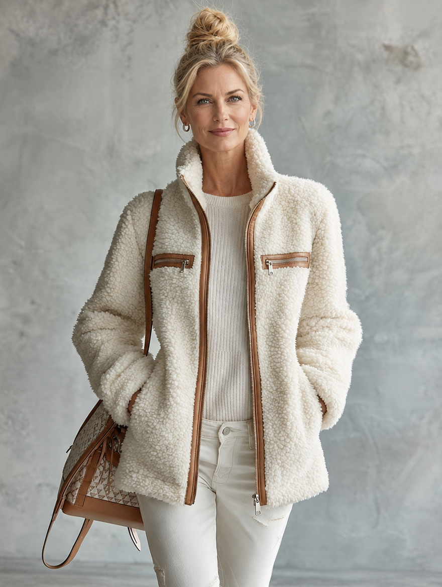 Evelyn | Cozy Sherpa Jacket with Stand Collar