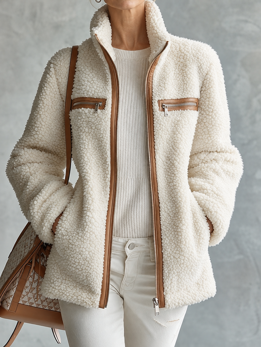 Evelyn | Cozy Sherpa Jacket with Stand Collar