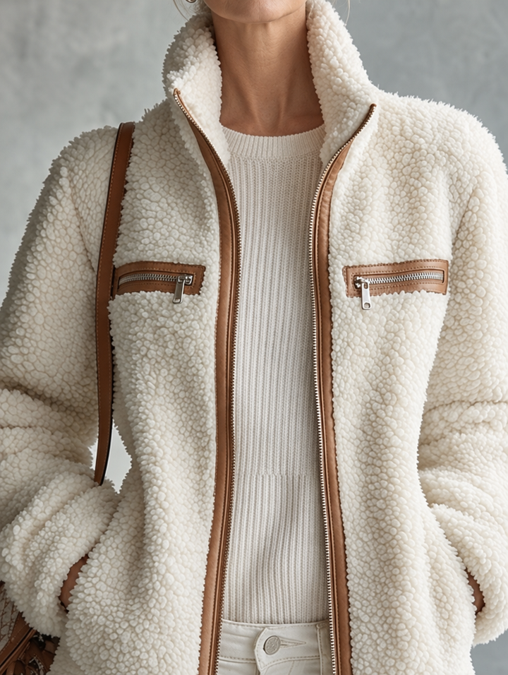 Evelyn | Cozy Sherpa Jacket with Stand Collar