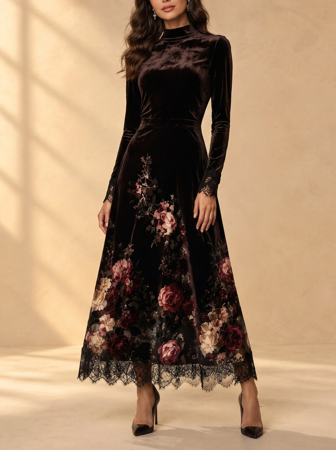 Katherine black floral maxi dress
