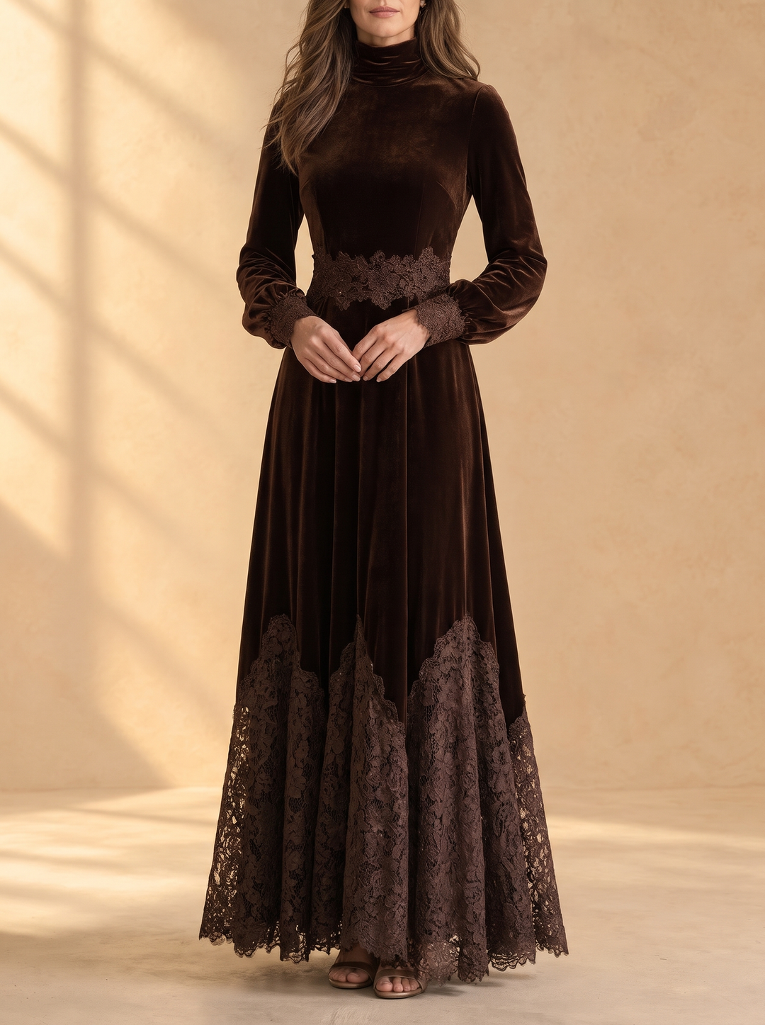 Lucille lace-trimmed maxi dress