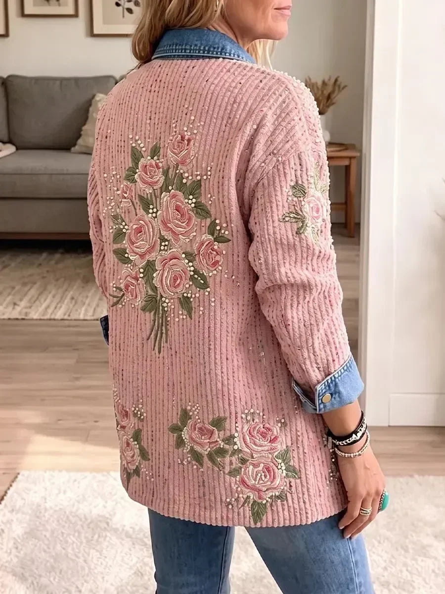 Lucetta™ | Embroidered Pink Denim Blazer