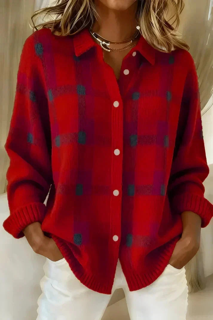 Haley™ | Women's Plaid Knit Cardigan
