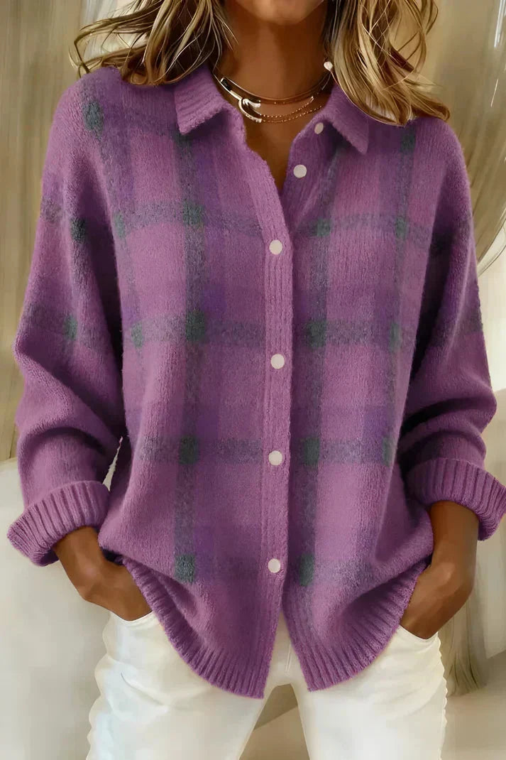 Haley™ | Women's Plaid Knit Cardigan