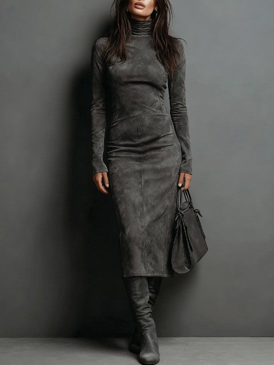 Vivienne | Elegant Suede Maxi Dress
