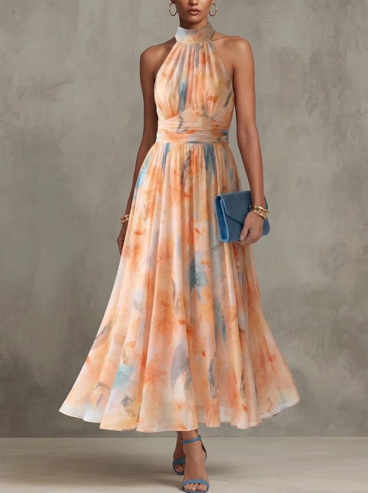 Elin - Soft Floral Halter Midi Dress