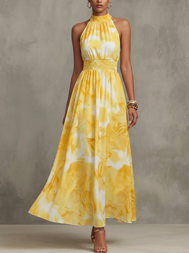 Joanne - Sleeveless Halter Printed Summer Dress