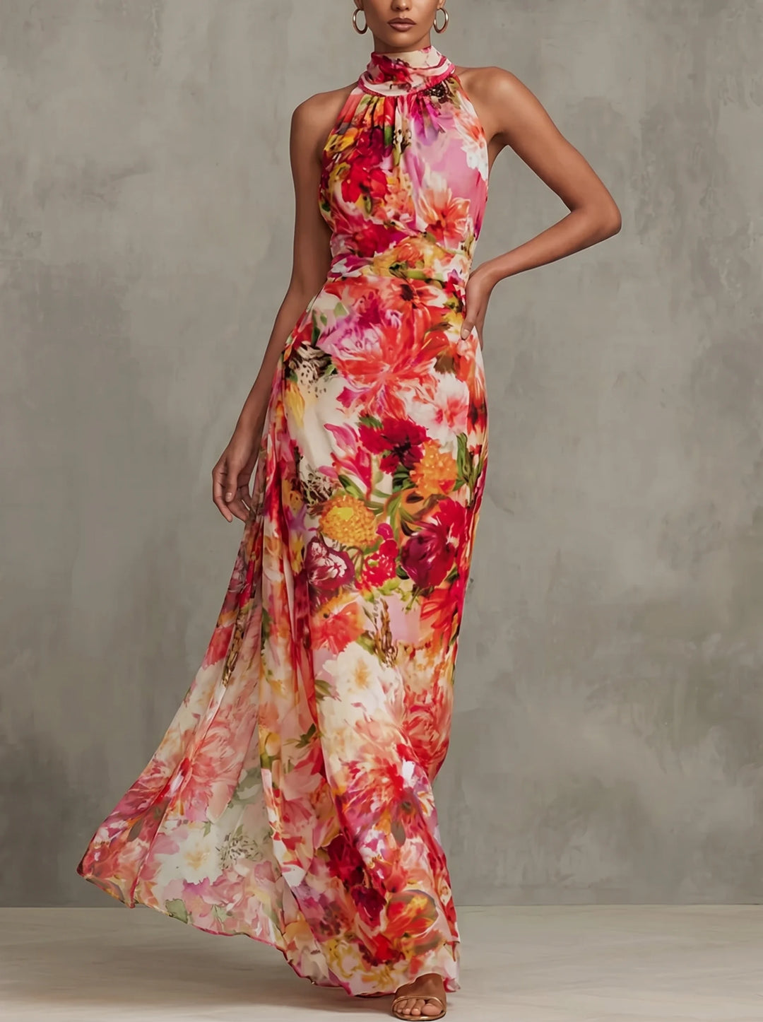 Nathalie - Slim Floral Bodycon Halter Dress