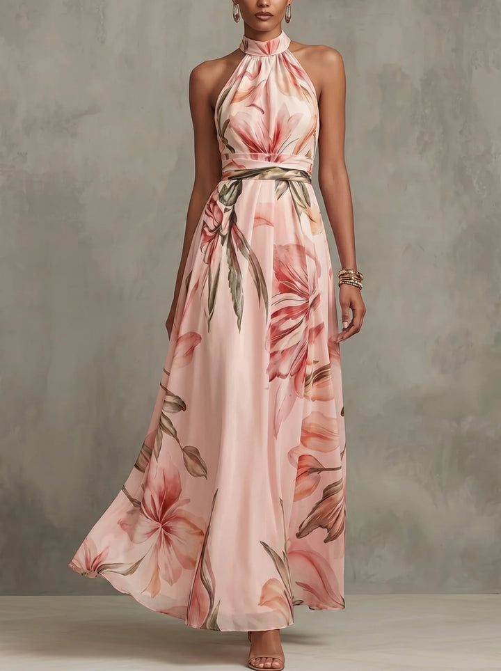 Wendy - Floral Bohemian Halter Long Dress