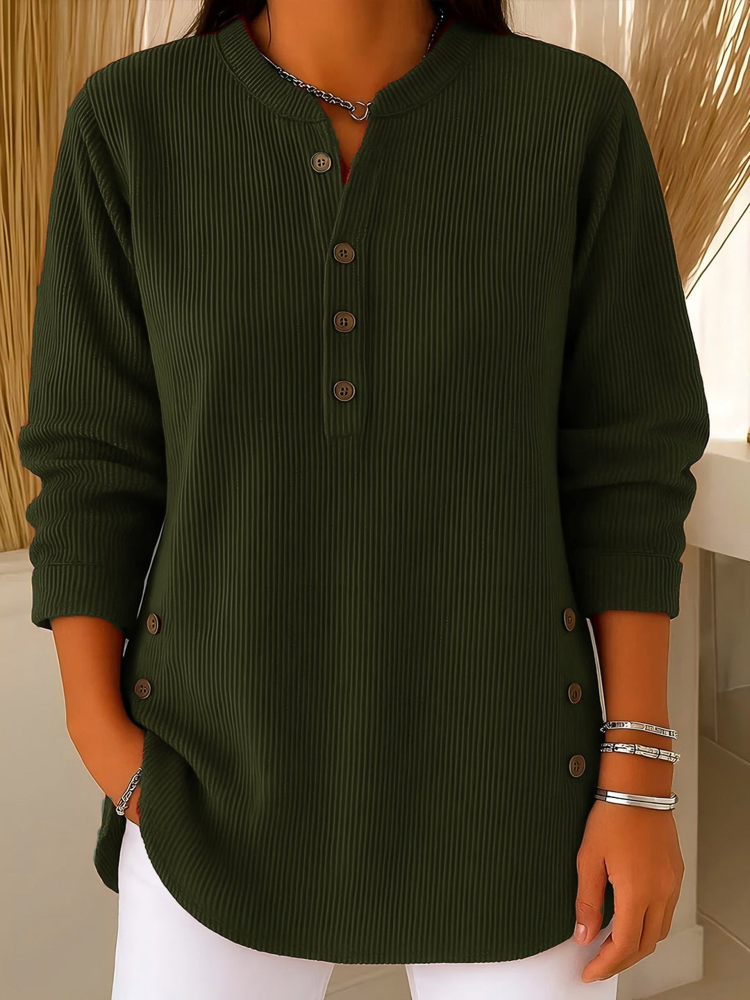 Renata™ | Women's Ribbed Button Detail Tunic