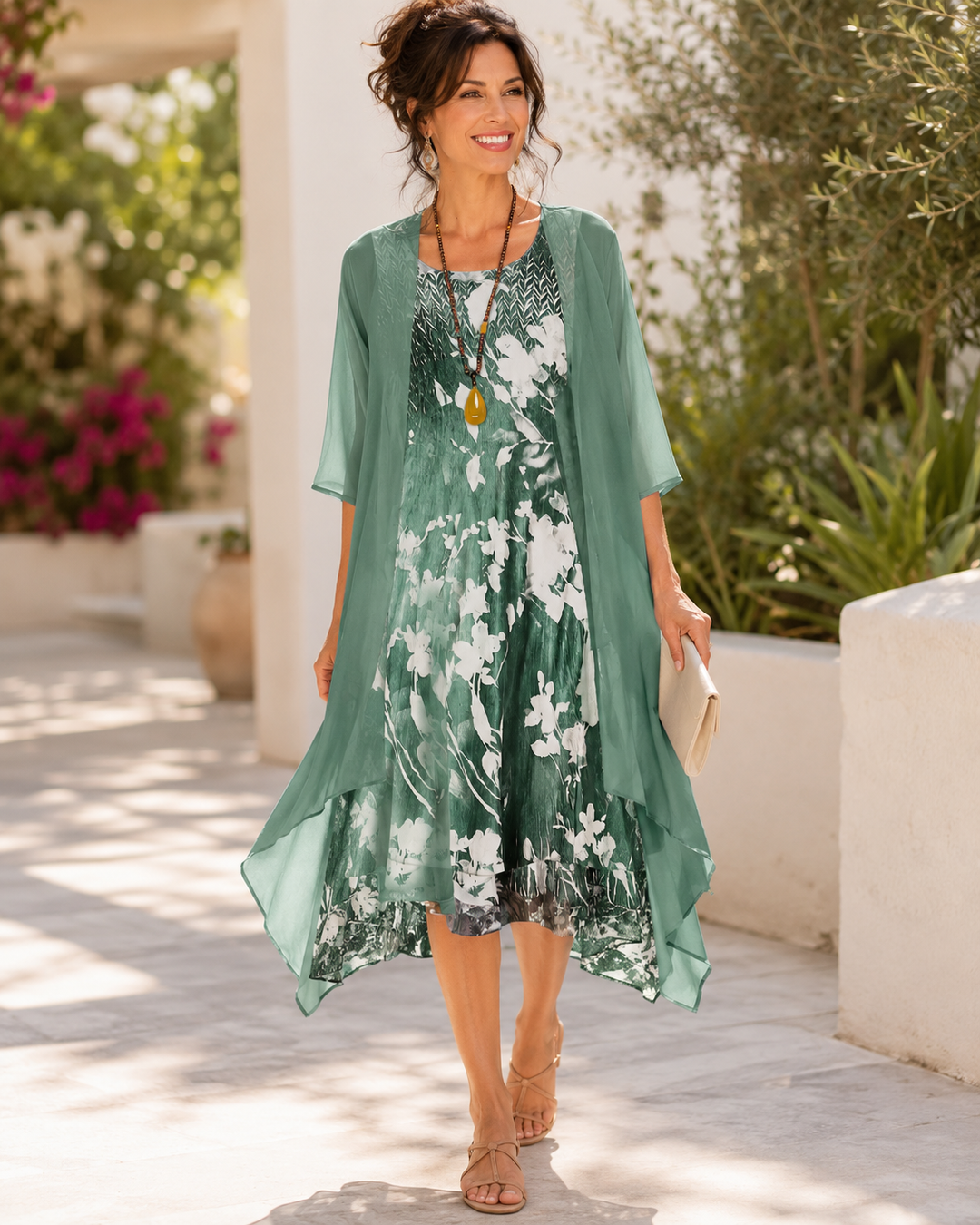 Olivia Two-Layer Airy Dress - Green