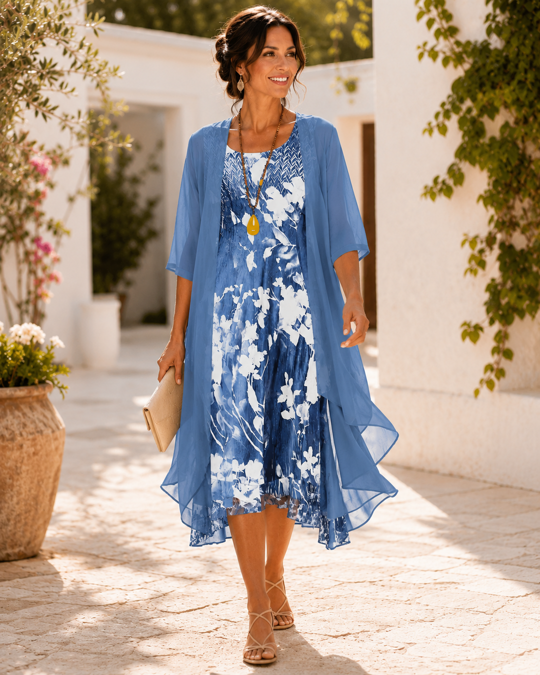 Olivia Two-Layer Airy Dress - Blue