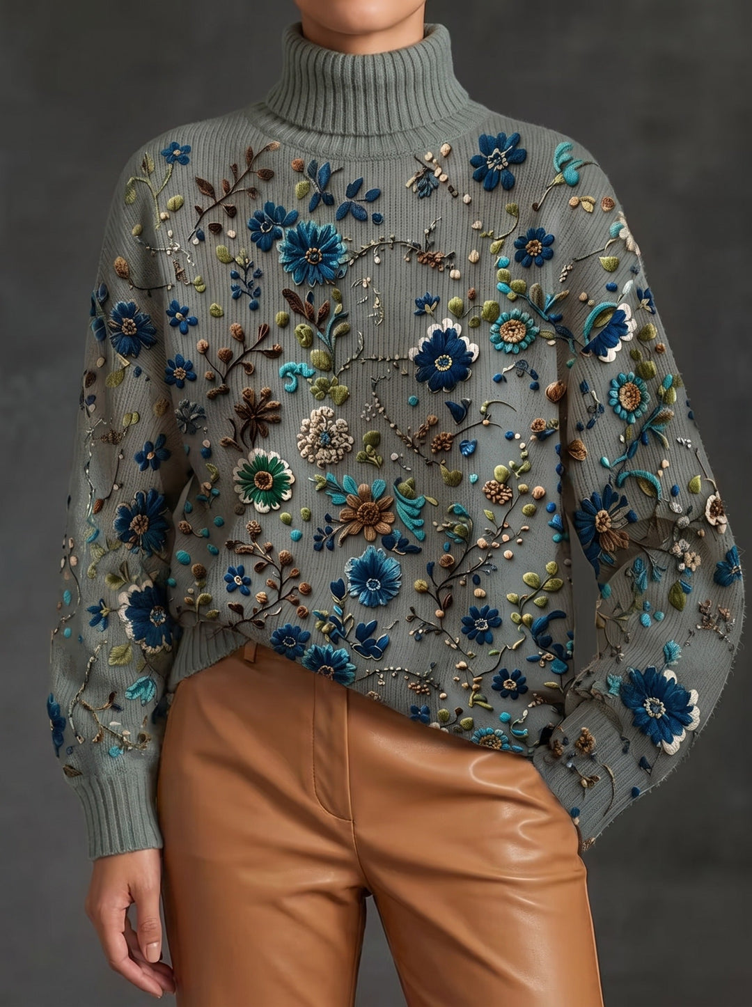 Thalassa | Sage Bloom Turtleneck